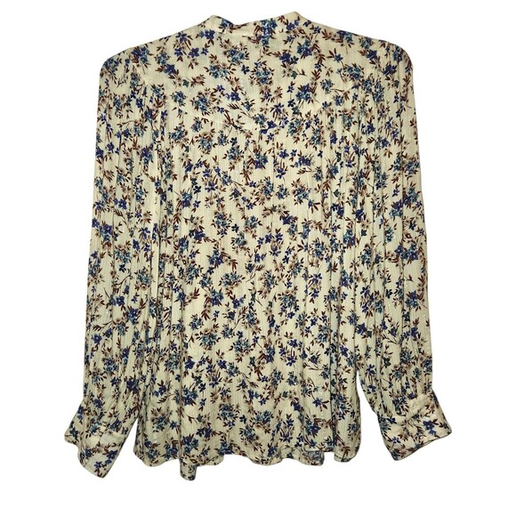 Mango Floral Ruffle Metallic Thread Button Front Coqutte Prairie Blouse Size 8 - Picture 4 of 4